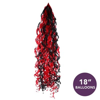 Frangia coda per palloncini 18" - Pastello Rosso e Nero