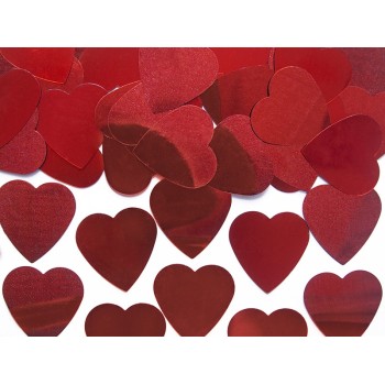 Confetti decorativi metallizzati 25 mm. Cuori rossi - 10 gr.