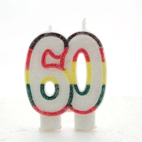 Candelina per torta numero doppio multicolor - 60