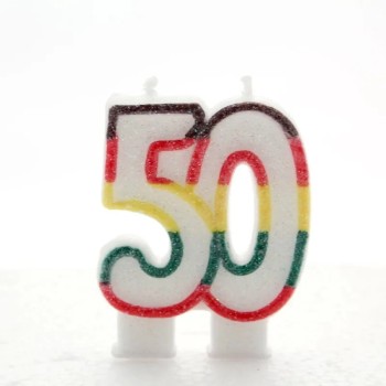 Candelina per torta numero doppio multicolor - 50