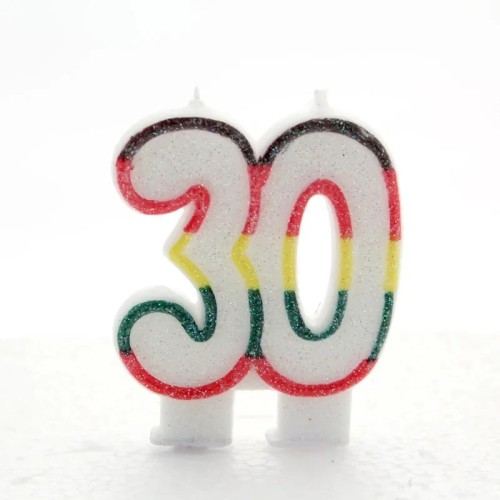 Candelina per torta numero doppio multicolor - 30