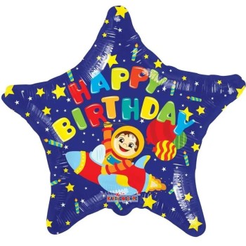 Palloncino mylar stella 18" Cm. 45 Happy Birthday Space