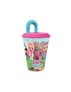 Bicchiere plastica con cannuccia 430 ML. Cry Babies