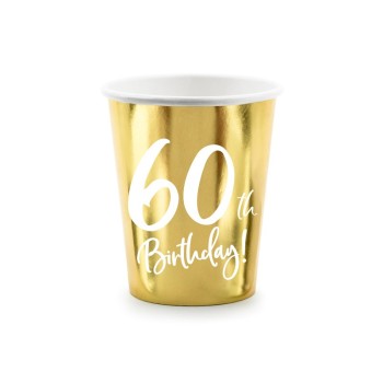 Bicchieri carta 220 ML Gold - Happy Birthday 60th - Confezione 6 pezzi
