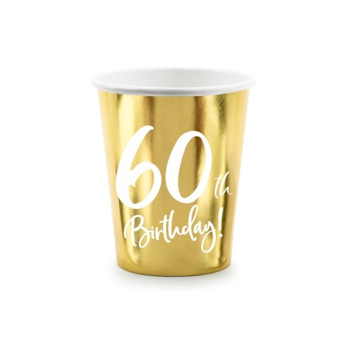 Bicchieri carta 220 ML Gold - Happy Birthday 60th - Confezione 6 pezzi