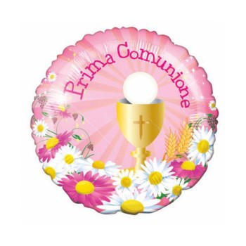 Palloncino mylar minishape 9" - Prima Comunione Bimba - Blister 5 pezzi