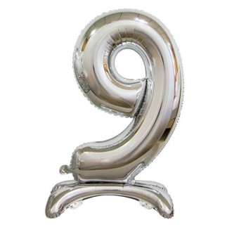 Palloncino mylar numero standing 30" Cm. 76 Silver - Nr. 9