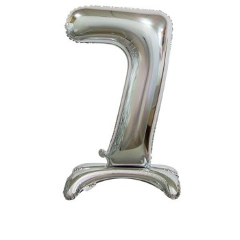 Palloncino mylar numero standing 30" Cm. 76 Silver - Nr. 7