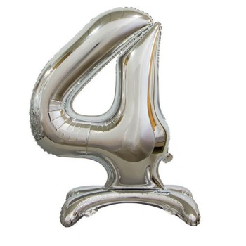 Palloncino mylar numero standing 30" Cm. 76 Silver - Nr. 4