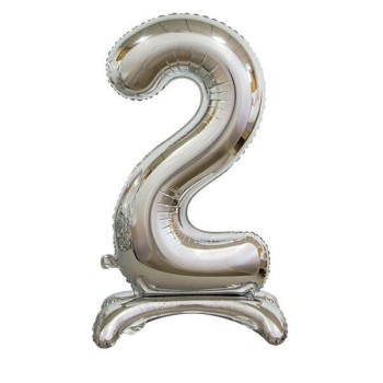 Palloncino mylar numero standing 30" Cm. 76 Silver - Nr. 2