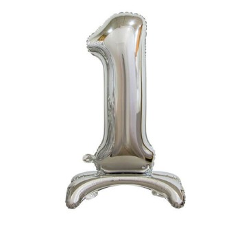 Palloncino mylar numero standing 30" Cm. 76 Silver - Nr. 1