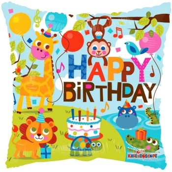 Palloncino mylar 18" Cm. 45 quadrato Happy Birthday Giungla