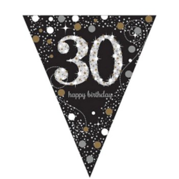Festone bandierine Happy Birthday Gold - 30 Anni