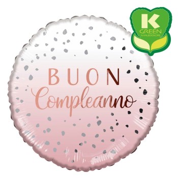 Palloncino mylar 18" Cm. 45 K-Green - Buon Compleanno pois rosa