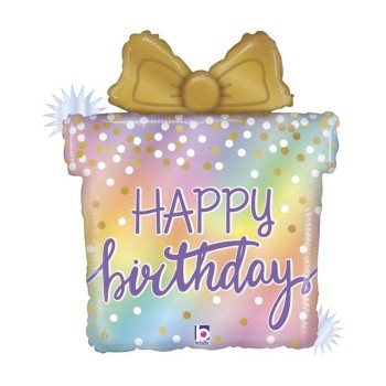 Palloncino mylar 27" Cm. 69 Supershape pacco regalo Happy Birthday