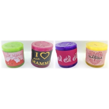 Candela cera profumata cilindro Cm. 7 "Auguri MAMMA" - Modelli assortiti
