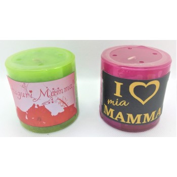 Candela cera profumata cilindro Cm. 7 "Auguri MAMMA" - Modelli assortiti 2