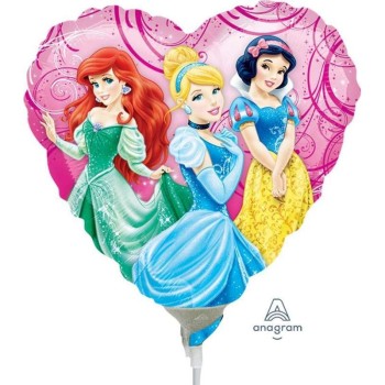Palloncino mylar minishape 9" Principesse cuore - Blister 5 pezzi