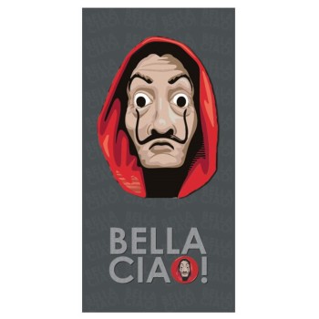 Telo mare spugna cm. 140x70 La Casa di Carta - Bella Ciao! Face