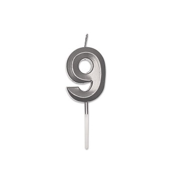 Candelina per torta Prestige Argento Metal Cm. 9 - Nr. 9