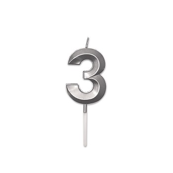 Candelina per torta Prestige Argento Metal Cm. 9 - Nr. 3