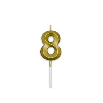 Candelina per torta Prestige Oro Metal Cm. 9 - Nr. 8
