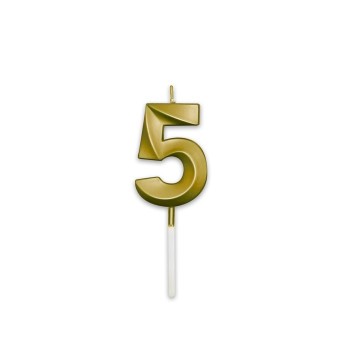 Candelina per torta Prestige Oro Metal Cm. 9 - Nr. 5