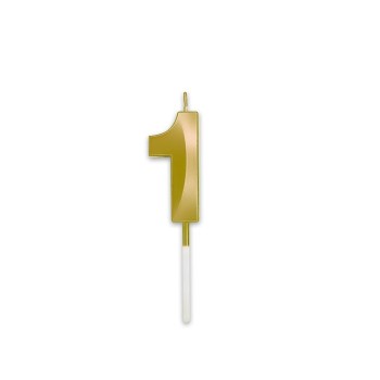 Candelina per torta Prestige Oro Metal Cm. 9 - Nr. 1