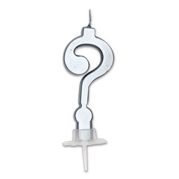 Candelina per torta Italic Punto Interrogativo Cm. 7 - Argento Silver Metal