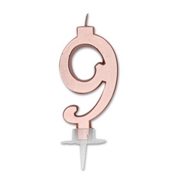 Candelina per torta Italic Cm. 7 - Rosa Gold Metal - Nr. 9