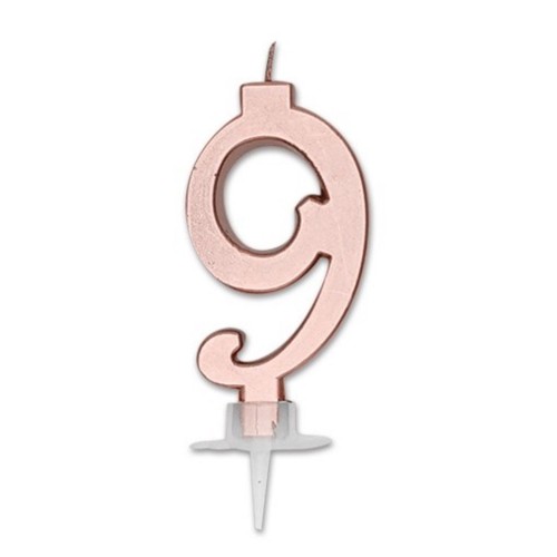 Candelina per torta Italic Cm. 7 - Rosa Gold Metal - Nr. 9