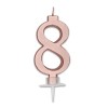 Candelina per torta Italic Cm. 7 - Rosa Gold Metal - Nr. 8