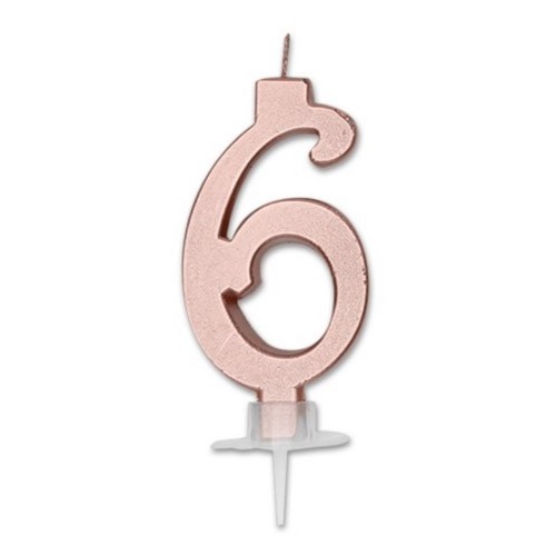 Candelina per torta Italic Cm. 7 - Rosa Gold Metal - Nr. 6