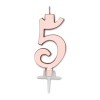 Candelina per torta Italic Cm. 7 - Rosa Gold Metal - Nr. 5