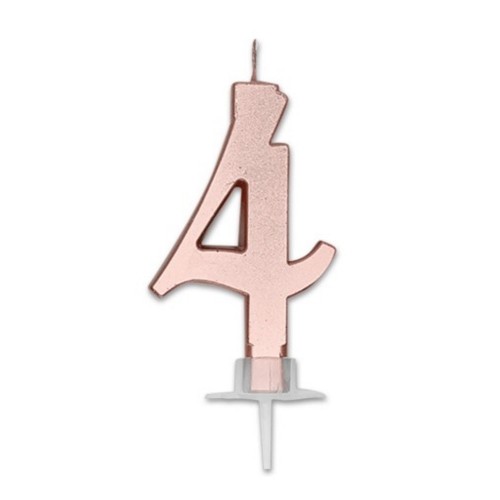 Candelina per torta Italic Cm. 7 - Rosa Gold Metal - Nr. 4