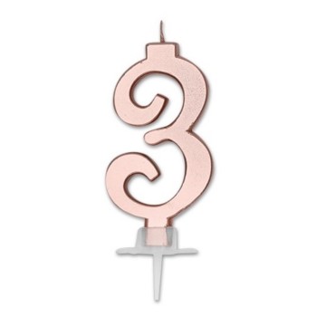 Candelina per torta Italic Cm. 7 - Rosa Gold Metal - Nr. 3