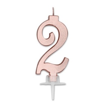 Candelina per torta Italic Cm. 7 - Rosa Gold Metal - Nr. 2