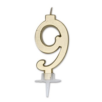 Candelina per torta Italic Cm. 7 - Oro Gold Metal - Nr. 9