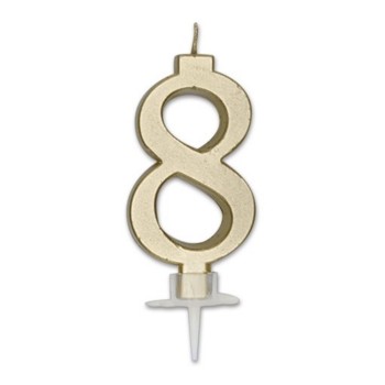 Candelina per torta Italic Cm. 7 - Oro Gold Metal - Nr. 8
