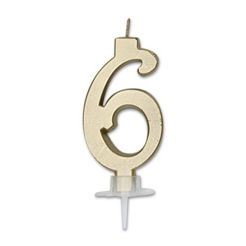 Candelina per torta Italic Cm. 7 - Oro Gold Metal - Nr. 6