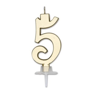 Candelina per torta Italic Cm. 7 - Oro Gold Metal - Nr. 5