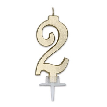 Candelina per torta Italic Cm. 7 - Oro Gold Metal - Nr. 2