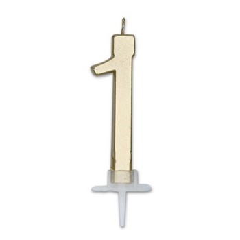 Candelina per torta Italic Cm. 7 - Oro Gold Metal - Nr. 1