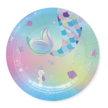 Piatti carta cm. 18 Mermaid - Confezione 8 pezzi