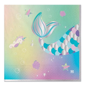 Tovaglioli carta cm. 33x33 Mermaid - Confezione 20 pezzi