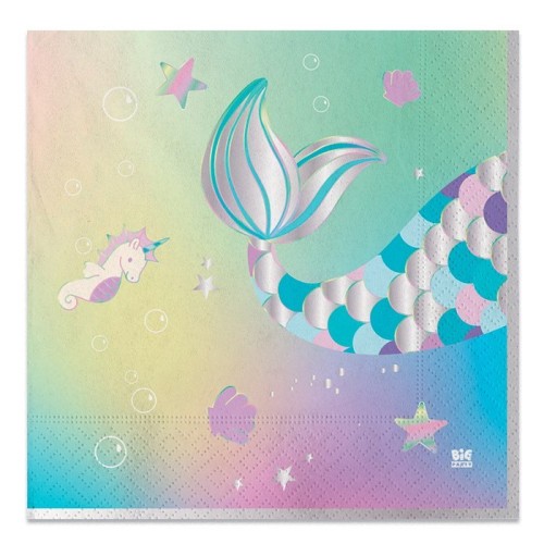 Tovaglioli carta cm. 33x33 Mermaid - Confezione 20 pezzi