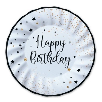 Piatti carta cm. 18 Happy Birthday - Confezione 8 pezzi