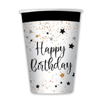 Bicchieri carta 200cc. Happy Birthday - Confezione 8 pezzi