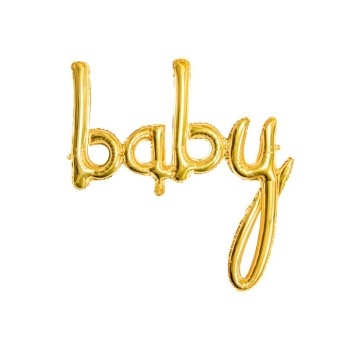 Palloncino mylar scritta italic Baby Oro Gold Cm. 74x76