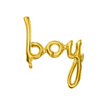 Palloncino mylar scritta italic Boy Oro Gold Cm. 64x74